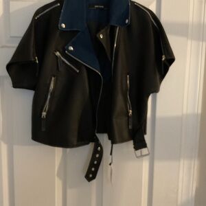 Zara Black and Blue Short Sleeve Jacket vest